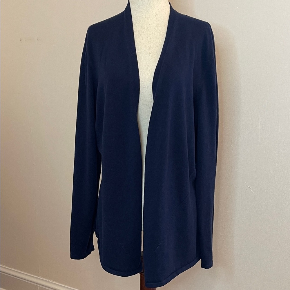 J. McLaughlin Navy Open Front Cardigan Cotton Modal Stretch XL